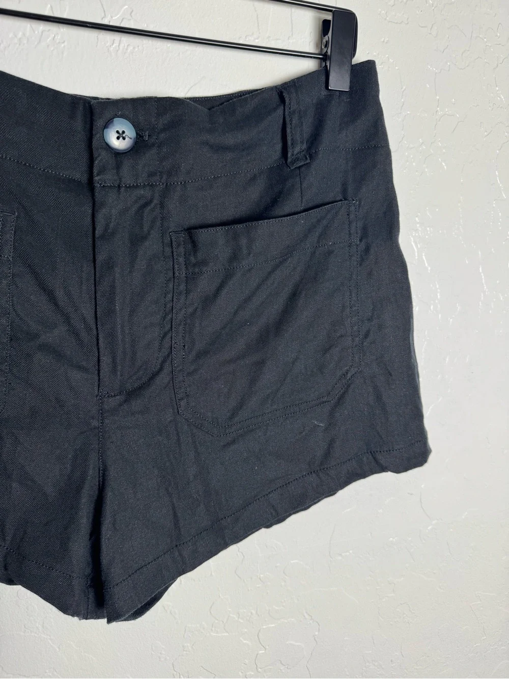 Maeve Anthropologie The Colette High Rise Shorts Black Linen Blend Size 29